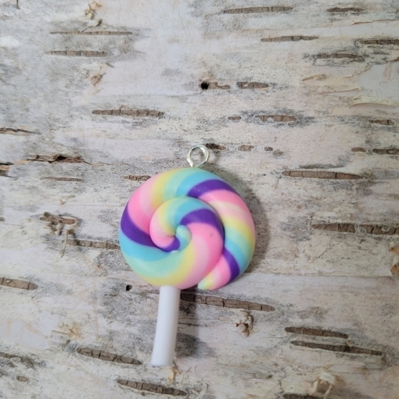 NEW Handmade Polymer Clay Big Pendants, Lollipop, Colorful - Picture 9 of 10